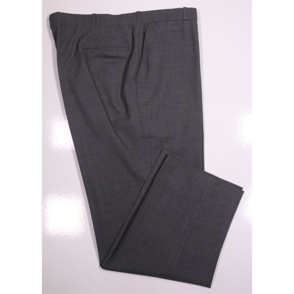 Edgar Pomeroy Custom Solid Gray Flat Front Wool Dress Pants Trousers 42x29
